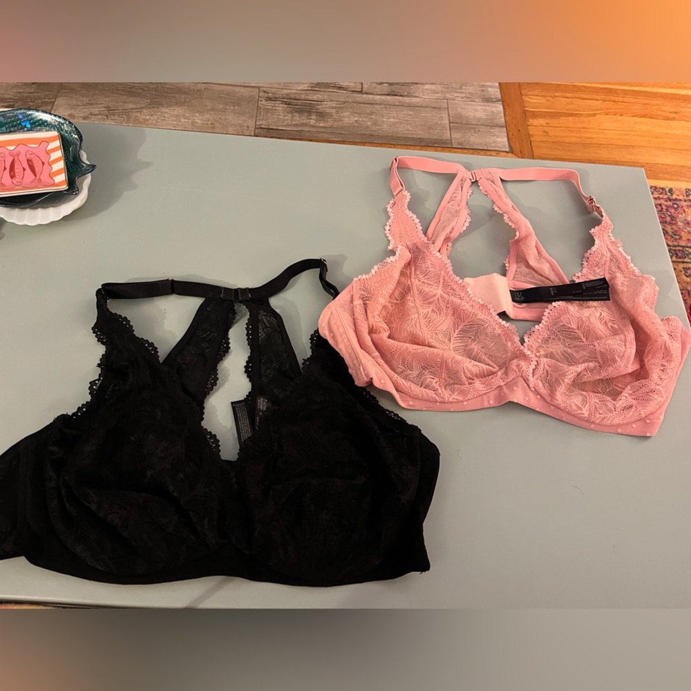 INC International Concepts Lace Bralette Duo - Pink and Black